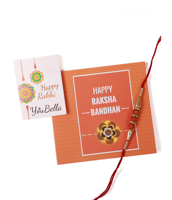 YouBella Rakhi and Greeting Card Combo for Brother (Multi-Colour) (YBRK_78)